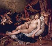 Danae receiving Jupiter as a shower of gold., Hendrick Goltzius